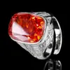 2025 Huabi Joias Fundo de Cobre Banhado a Ouro Diamante de Alto Carbono Flor de Gelo Diamante Quadrado Conjunto de Cobre Anel de Temperamento Retrô Feminino 12*16