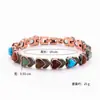 Pulsera de Venta Caliente Transfronteriza Temu Moda Cobre Rojo Antiguo Cepillado Turquesa Azul Creativo Pulsera Magnética Pulsera Unisex
