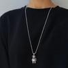 Ins Estilo Punk Europeo y Americano Retro Pajarita Personalizada Colgante de Collar de Oso Cadena Trendy para Estudiante Hip-Hop Móvil