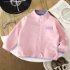 Chaqueta de forro polar para niños para otoño e invierno, camisa de manga larga con cremallera y cuello alto de color liso, ropa para niños, uniforme escolar, prenda cálida para niños y niñas