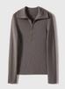 Top de punto con media cremallera para mujer otoño e invierno Nuevo Elegante sencillo moda casual para ir al trabajo adelgazante top básico comercio exterior