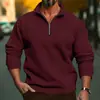 Sudadera Casual de Manga Larga con Media Cremallera y Cuello Alto de Color Sólido para Hombre, Popular Otoño e Invierno 2025 de Temu, Estilo Europeo y Americano
