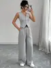 2026 Conjunto de Moda Europeia e Americana para Mulheres, Colete e Gilet, Elegante, para o Trabalho, Casual, Calça Longa, Direto da Fábrica
