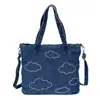 Bolso de Mano de Moda y Estilo Coreano para Mujer, Gran Capacidad, de Mezclilla, Lindo de Nube, Bolso Pequeño de Moda Casual para Viajes de Negocios