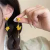 Outono Dourado Osmanthus Longa Franja Floresta de Flores Estilo Doce Nicho Design Brincos Gancho de Orelha Bobina de Mosquito Clipe de Orelha para Mulheres