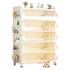 Librero de acero con puertas, estantería de pie, estante de almacenamiento multicapa para niños, gabinete de almacenamiento de pared, gabinete de almacenamiento de hierro a prueba de polvo