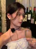 Retro Hecho a Mano Tela Estéreo Camelia Adornos para el Cuello Sexy Correa Collar Femenino Sexy Puro Deseo Flor Hilo de Cera Collar