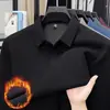 Nueva Camiseta de Manga Larga Cálida con Felpa de Otoño/Invierno para Hombre, Camiseta Polo de Cuello Solapa, Top Base para Adultos