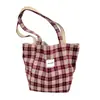 Bolsos Nuevos Otoño e Invierno 2025 Patrón Cuadros de Lana Doble Cara Moda Versátil Ropa de Trabajo Bolsa de Gran Capacidad Estampado de Leopardo para Mujer