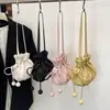 Bolsa Cubo Estilo Coreano con Cordón 2026 Verano Nuevo de Moda Color Sólido Simple para Viajar Gran Capacidad de Hombro Cruzado para Mujer