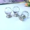 Venda Direta de Fábrica Maçaneta de Bola de Cristal Puxador de Porta de Guarda-Roupa Puxador de Cristal de Furo Único Puxador Simples de Gaveta Base de Liga de Zinco