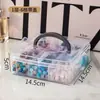 Brinquedo de Enfiar Contas Multicamadas Portátil para Crianças DIY Caixa de Armazenamento Artesanal Caixa de Decoração com Contas Soltas de Plástico Transparente com Tampa