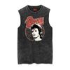 Camiseta sin mangas de batik desgastada lavada vintage con cara de David Bowie