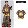Ropa de Street Dance para Niños Hip-Hop Ropa de Moda para Niños Conjunto de Ropa de Rendimiento Llama 86 para Niños Ropa de Rendimiento Hip-Hop para Niños