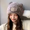 Gorro de Felpa de Invierno para Mujer, Gorro de Oso Versátil de Moda, Diseño que Envuelve la Cabeza para Hacer que la Cara Parezca Más Pequeña, Gorro Cálido para Circunferencia de Cabeza Grande, Suave y Esponjoso