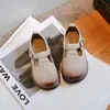 Zapatos de Cuero para Niñas Dropshipping Estilo Británico Zapatos Casuales para Estudiantes Otoño 2024 Nuevos Zapatos Individuales Antideslizantes para Niños de Talla Mediana a Grande
