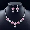 Pendientes Colgantes de Flor de Zirconia Transfronterizos Europeos y Americanos Set de Collar Exquisito Lujo Ligero Sentido de Gama Alta Accesorios de Novia N413