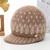 Gorro de Lana Cálido con Forro de Piel de Conejo para Mujer Otoño e Invierno, Gorro de Punto Grueso con Protección para Orejas y Frío para Personas de Mediana Edad y Mayores, Abuela