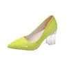 2026 Verano Nuevo Comercio Exterior Transfronterizo Talla Grande Punta Fina Color Sólido Tacón Grueso Goma Moda Zapatos de Tacón Alto Individuales Sandalias para Mujer