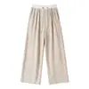 Nueva colección de otoño para embarazadas: Pantalones de pierna ancha a rayas de bloques de color, diseño de cordón estilo coreano, corte holgado, efecto adelgazante, pierna ancha, estilo casual y de pierna recta