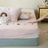 Outono e Inverno Espessado Quente Super Macio Leite Fleece Lençol de Elástico Conjunto de Três Peças Estilo Fresco Bordado Antiestático Cor Sólida Peça Única Lençol de Elástico