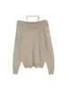 Suéter de punto para mujer sin hombros, top holgado de manga larga, estilo coreano casual, suéter versátil de color liso para ir al trabajo