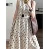 Vestido Retro Francés de Lunares para Mujer 2025 Ropa de Principio de Verano Suelto Casual Largo Dobladillo Largo Falda Chaleco sin Mangas
