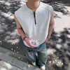 Chaleco de Verano con Media Cremallera y Diseño para Hombres, Chaleco Deportivo de Fitness para Exteriores, Camiseta sin Mangas Holgada de Estilo Perezoso