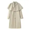 Ropa europea y americana para mujer, venta al por mayor transfronteriza ZA, más vendido en AliExpress, elegante y moderno abrigo tipo capa de estilo británico