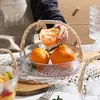 Cesta de Fruta de Vidrio Tejida de Ratán Hecha a Mano Japonesa Plato de Fruta para Sala de Estar en Casa Plato de Fruta Seca Plato de Bocadillos para el Té Cubo de Hielo Venta al por Mayor