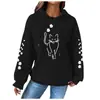Sudadera con capucha y mangas largas de gofre estampada, holgada, estilo europeo y americano, para mujer, para ir al trabajo, 2025, Amazon Transfronterizo