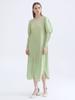 Vestido Plisado con Cuello en V y Mangas Superpuestas, Nuevo Estilo Primavera/Verano 2026, Falda Irregular Elegante de Longitud Media Plisada, Corte Holgado