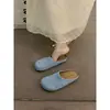 Pantuflas francesas de punta abierta para mujer, transpirables, de punta hueca, medias pantuflas para mujer, para usar en verano al aire libre, estilo romano, mules de suela gruesa