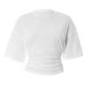 Camiseta Casual Feminina de Manga Cinco Quartos Cor Lisa Estilo Ins Europeu e Americano, Cintura Solta, Gola Redonda, Moda Início do Outono, Top com Manga Off-Shoulder