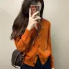 Chaqueta de Moda Retro Coreana Estilo Universitario Cuento de Hadas, Cárdigan de Punto Redondo Calabaza, Suéter Elegante para Otoño e Invierno, Seda de Hielo