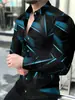Moderna Camisa de Otoño para Hombre de Manga Larga con Estampado Digital 3D, Elegante Camisa Casual con Cuello de Solapa
