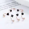 Pendientes de plata de ley 925 con forma de trébol y corazón, redondos, de epoxi, geométricos de rosca trenzada para mujer, minimalistas, combinan con todo