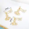 Accesorios para pulseras, collares, joyería DIY versátiles y creativos, colgante geométrico con circonita de rhinestone microincrustada, chapado en cobre de oro real 18K
