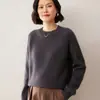 Suéter de cachemira de tres hilos y cinco agujas para mujer, jersey holgado y grueso de punto, jersey de cuello redondo a juego para otoño e invierno.