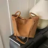 Bolso de mano vintage de cuero esmerilado estilo coreano, bolsa de mano versátil simple de gran capacidad, bolso tipo cesta informal para el día a día para mujer