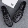 Zapatos Nuevos de Piel para Hombre, Mocasines Slip-On de Suela Blanda, Patrón de Cocodrilo, Zapatos Formales Casuales de Negocios Británicos, Zapatos para el Trabajo de Hombre