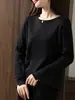 Nuevo Suéter de Lana de Cuello Redondo para Mujer Otoño/Invierno 2026, Suéter Casual de Punto Holgado de Manga Larga con Hilo Brillante y Diseño de Botones en los Puños