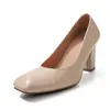 Zapatos de tacón alto femeninos de moda de 8,5 cm, nuevo estilo verano 2026, punta cuadrada, tacón grueso, zapatos de vestir versátiles de punta abierta y poco profundos