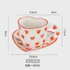 Taza de Café Estilo Pastoral Juego de Taza y Platillo para Café Taza con Mango de Corazón Creativo Taza de Agua con Forma de Corazón