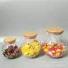 Frasco Sellado de Vidrio de Borosilicato Alto con Tapa de Bambú, Frasco Redondo para Té, Frasco Transparente de Vidrio para Almacenamiento, Botella de Almacenamiento, Frasco de Piña, Pastel de Té