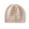 Nuevos gorros de punto para otoño e invierno, gorros cálidos de jacquard de color liso, gorros de punto 100% cachemira pura, gorros de copa redonda, estilo para mujer