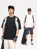 Camiseta Jianheng Manga Raglan Masculina Manga Curta Secagem Rápida Respirável Proteção Solar Verão Fresco Solta Gola Redonda Meia Manga Bloco de Cores Camiseta Básica