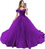 Amazon 2026 Novo Vestido de Noite, Ombro a Ombro, Sem Alças, Grande Cauda, Tule Colorido, Saia Bufante Floral Tridimensional Vestido de Casamento