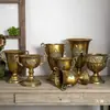 Vaso Clássico com Pé Alto Suporte para Flores Vaso de Flores Arte em Ferro Envelhecido Retrô Estilo Europeu Urna de Flores para Casamento Adereço para Fotos