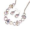 Transfronterizo Nuevo Color Pintura al Óleo Pendientes de Flores Caladas Collar Traje Mujer Moda Collar de Flores de Alta Gama
